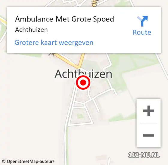 Locatie op kaart van de 112 melding: Ambulance Met Grote Spoed Naar Achthuizen op 28 november 2021 12:47