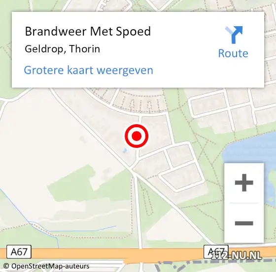 Locatie op kaart van de 112 melding: Brandweer Met Spoed Naar Geldrop, Thorin op 28 november 2021 12:58