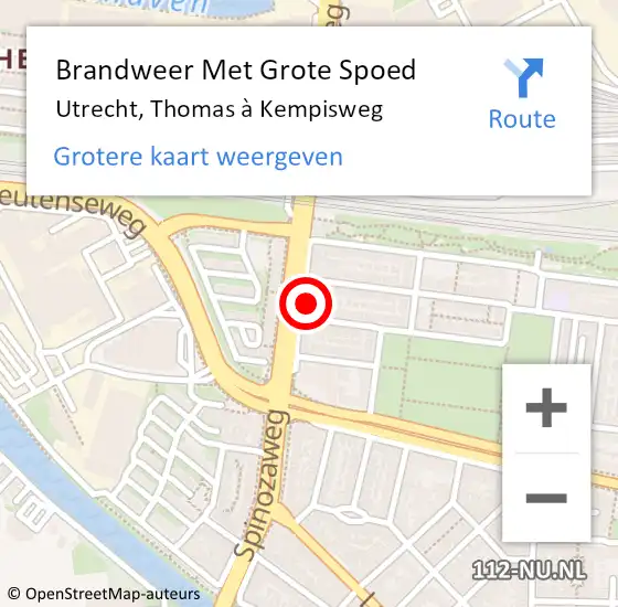 Locatie op kaart van de 112 melding: Brandweer Met Grote Spoed Naar Utrecht, Thomas à Kempisweg op 28 november 2021 13:00