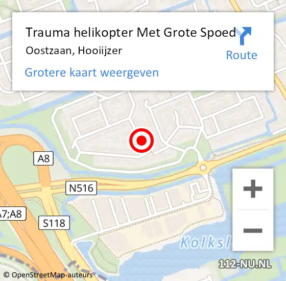 Locatie op kaart van de 112 melding: Trauma helikopter Met Grote Spoed Naar Oostzaan, Hooiijzer op 28 november 2021 13:16