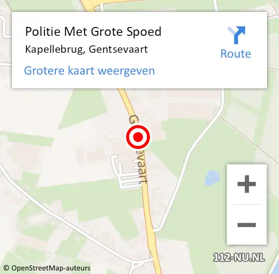Locatie op kaart van de 112 melding: Politie Met Grote Spoed Naar Kapellebrug, Gentsevaart op 28 november 2021 13:18