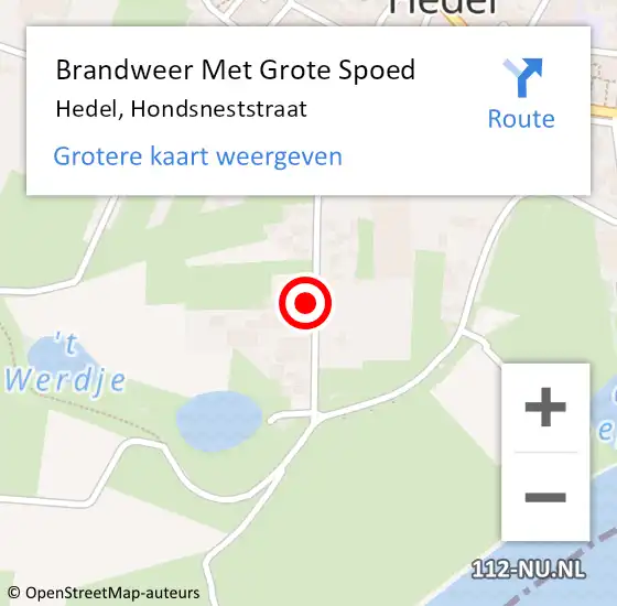 Locatie op kaart van de 112 melding: Brandweer Met Grote Spoed Naar Hedel, Hondsneststraat op 28 november 2021 13:27