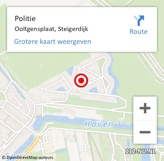 Locatie op kaart van de 112 melding: Politie Ooltgensplaat, Steigerdijk op 28 november 2021 13:49