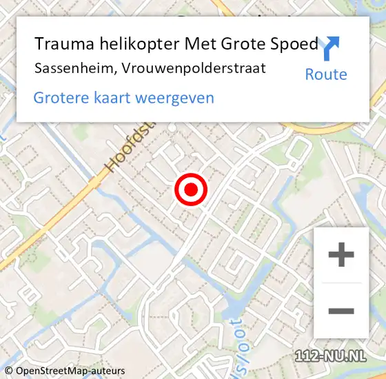 Locatie op kaart van de 112 melding: Trauma helikopter Met Grote Spoed Naar Sassenheim, Vrouwenpolderstraat op 28 november 2021 13:56