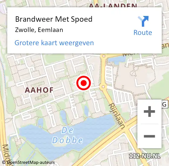 Locatie op kaart van de 112 melding: Brandweer Met Spoed Naar Zwolle, Eemlaan op 28 november 2021 13:57
