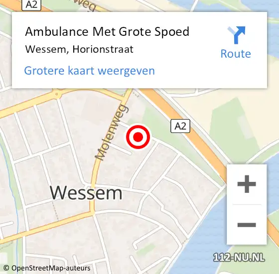 Locatie op kaart van de 112 melding: Ambulance Met Grote Spoed Naar Wessem, Horionstraat op 28 november 2021 14:17