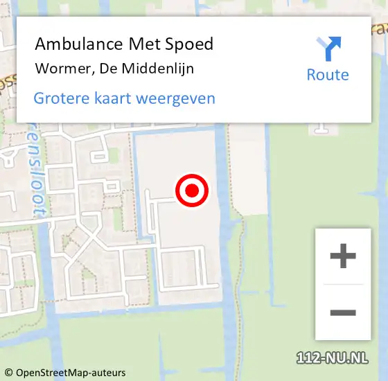 Locatie op kaart van de 112 melding: Ambulance Met Spoed Naar Wormer, De Middenlijn op 28 november 2021 14:30