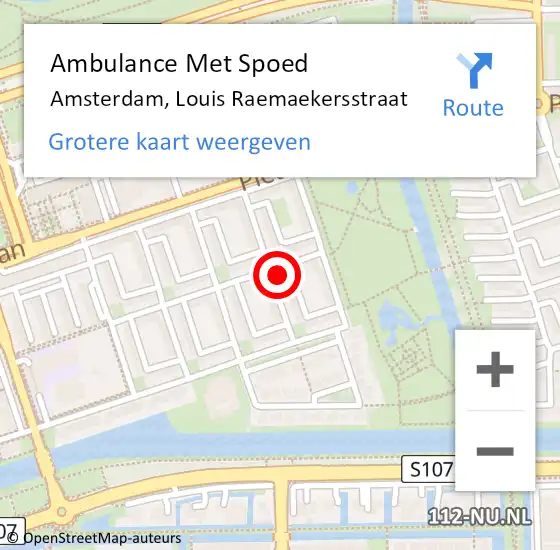 Locatie op kaart van de 112 melding: Ambulance Met Spoed Naar Amsterdam, Louis Raemaekersstraat op 28 november 2021 14:33