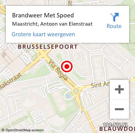 Locatie op kaart van de 112 melding: Brandweer Met Spoed Naar Maastricht, Antoon van Elenstraat op 28 november 2021 14:39