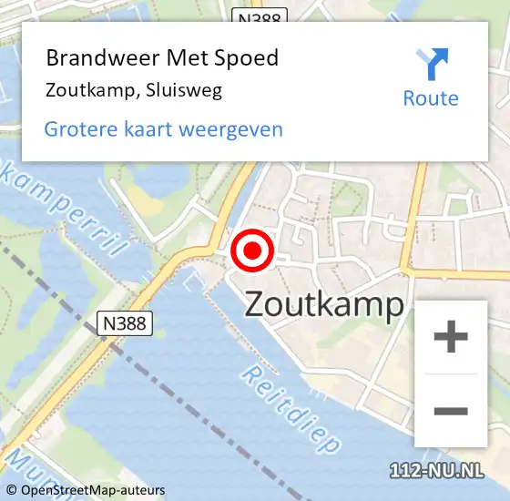 Locatie op kaart van de 112 melding: Brandweer Met Spoed Naar Zoutkamp, Sluisweg op 28 november 2021 15:01