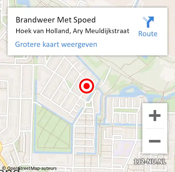 Locatie op kaart van de 112 melding: Brandweer Met Spoed Naar Hoek van Holland, Ary Meuldijkstraat op 28 november 2021 15:17