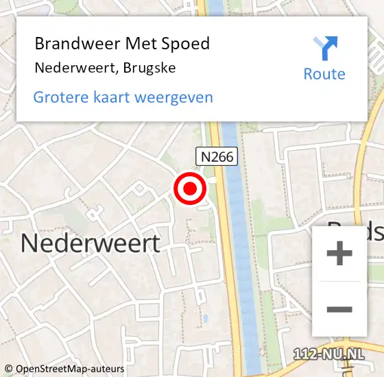 Locatie op kaart van de 112 melding: Brandweer Met Spoed Naar Nederweert, Brugske op 28 november 2021 15:46