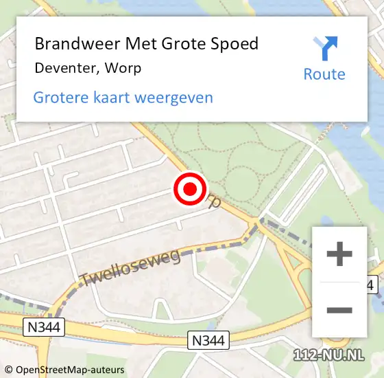 Locatie op kaart van de 112 melding: Brandweer Met Grote Spoed Naar Deventer, Worp op 28 november 2021 16:18