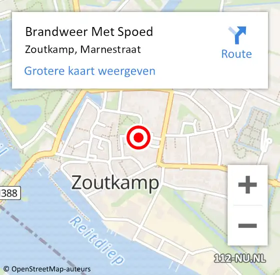 Locatie op kaart van de 112 melding: Brandweer Met Spoed Naar Zoutkamp, Marnestraat op 28 november 2021 16:24