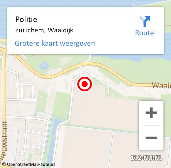 Locatie op kaart van de 112 melding: Politie Zuilichem, Waaldijk op 28 november 2021 16:31