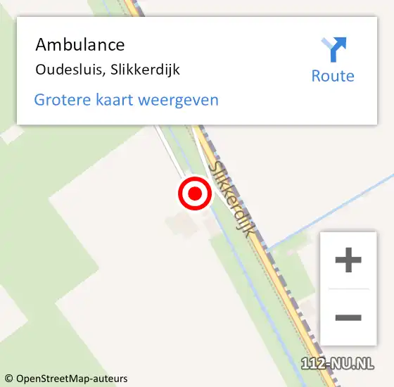 Locatie op kaart van de 112 melding: Ambulance Oudesluis, Slikkerdijk op 28 november 2021 16:58