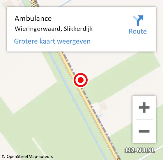 Locatie op kaart van de 112 melding: Ambulance Wieringerwaard, Slikkerdijk op 28 november 2021 17:07