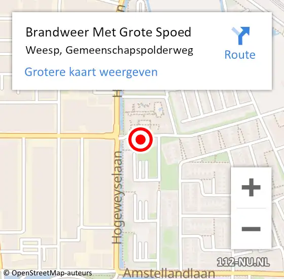 Locatie op kaart van de 112 melding: Brandweer Met Grote Spoed Naar Weesp, Gemeenschapspolderweg op 28 november 2021 17:16