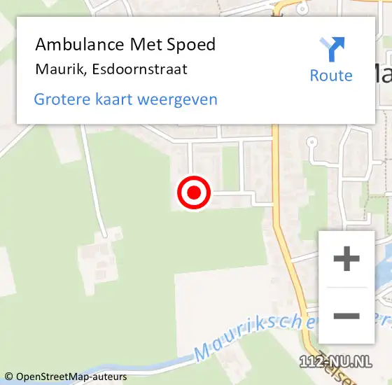 Locatie op kaart van de 112 melding: Ambulance Met Spoed Naar Maurik, Esdoornstraat op 28 november 2021 17:21