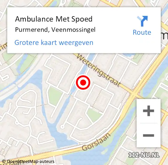 Locatie op kaart van de 112 melding: Ambulance Met Spoed Naar Purmerend, Veenmossingel op 28 november 2021 17:28