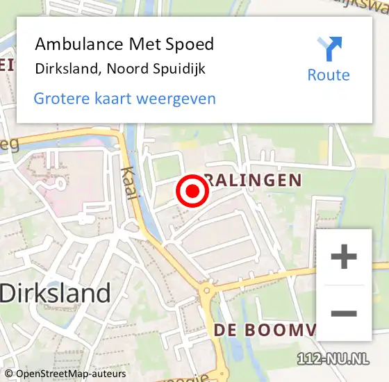 Locatie op kaart van de 112 melding: Ambulance Met Spoed Naar Dirksland, Noord Spuidijk op 28 november 2021 17:42