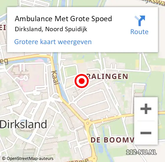 Locatie op kaart van de 112 melding: Ambulance Met Grote Spoed Naar Dirksland, Noord Spuidijk op 28 november 2021 17:45