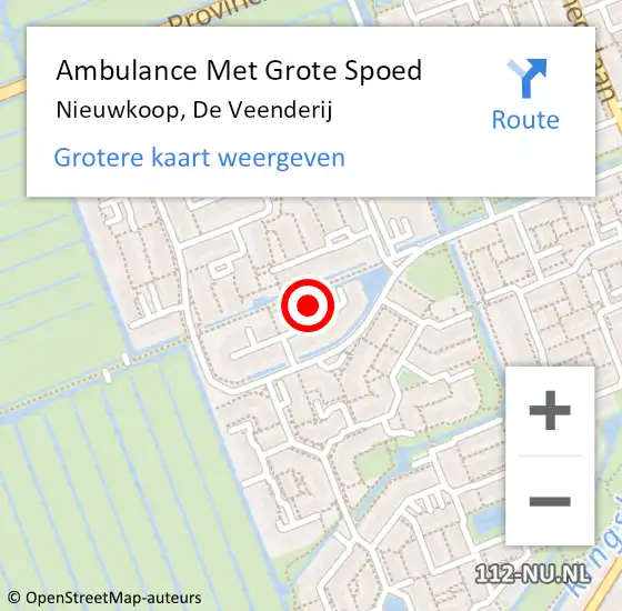 Locatie op kaart van de 112 melding: Ambulance Met Grote Spoed Naar Nieuwkoop, De Veenderij op 28 november 2021 17:50