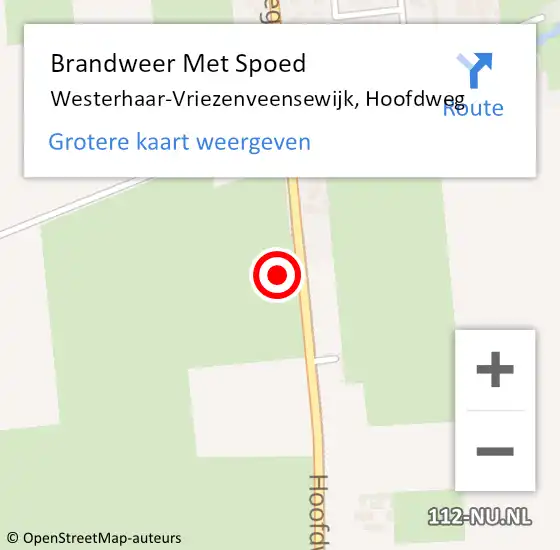 Locatie op kaart van de 112 melding: Brandweer Met Spoed Naar Westerhaar-Vriezenveensewijk, Hoofdweg op 28 november 2021 17:58