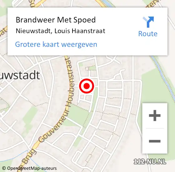 Locatie op kaart van de 112 melding: Brandweer Met Spoed Naar Nieuwstadt, Louis Haanstraat op 28 november 2021 18:00