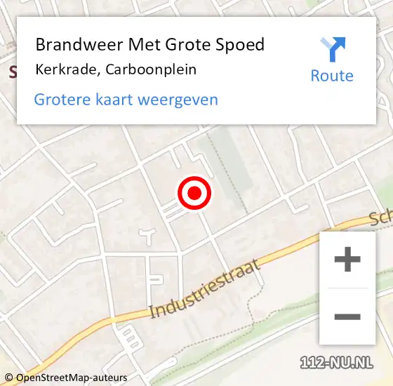 Locatie op kaart van de 112 melding: Brandweer Met Grote Spoed Naar Kerkrade, Carboonplein op 28 november 2021 18:14