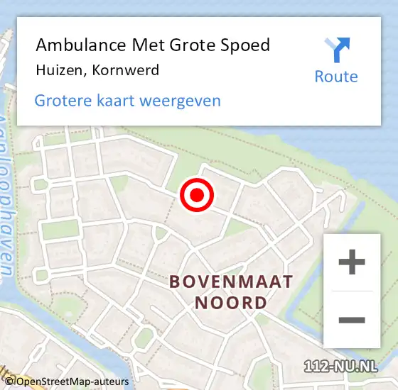 Locatie op kaart van de 112 melding: Ambulance Met Grote Spoed Naar Huizen, Kornwerd op 30 juni 2014 18:22