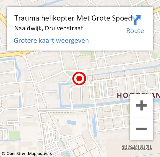 Locatie op kaart van de 112 melding: Trauma helikopter Met Grote Spoed Naar Naaldwijk, Druivenstraat op 28 november 2021 18:24