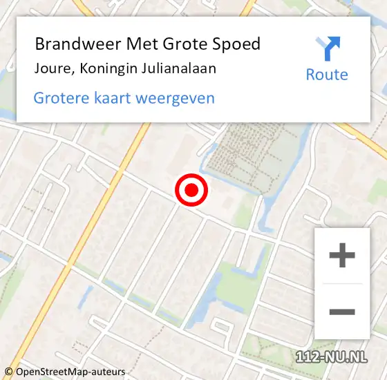 Locatie op kaart van de 112 melding: Brandweer Met Grote Spoed Naar Joure, Koningin Julianalaan op 28 november 2021 18:30