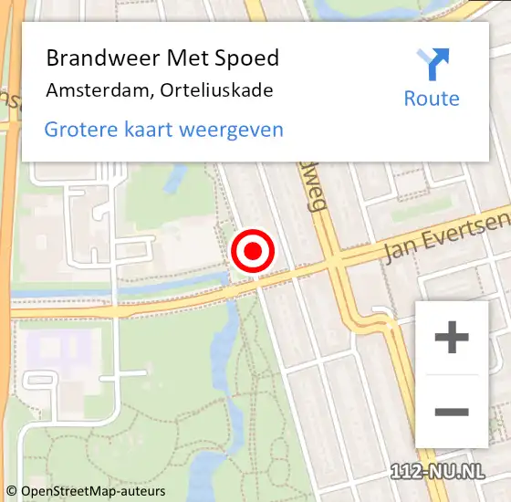 Locatie op kaart van de 112 melding: Brandweer Met Spoed Naar Amsterdam, Orteliuskade op 28 november 2021 18:40
