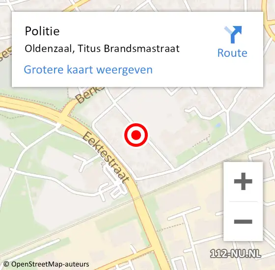 Locatie op kaart van de 112 melding: Politie Oldenzaal, Titus Brandsmastraat op 28 november 2021 18:53