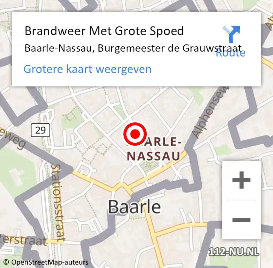 Locatie op kaart van de 112 melding: Brandweer Met Grote Spoed Naar Baarle-Nassau, Burgemeester de Grauwstraat op 28 november 2021 18:59