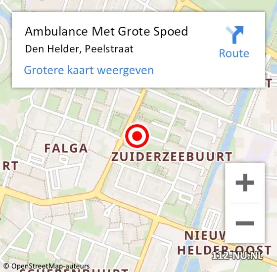Locatie op kaart van de 112 melding: Ambulance Met Grote Spoed Naar Den Helder, Peelstraat op 28 november 2021 19:12