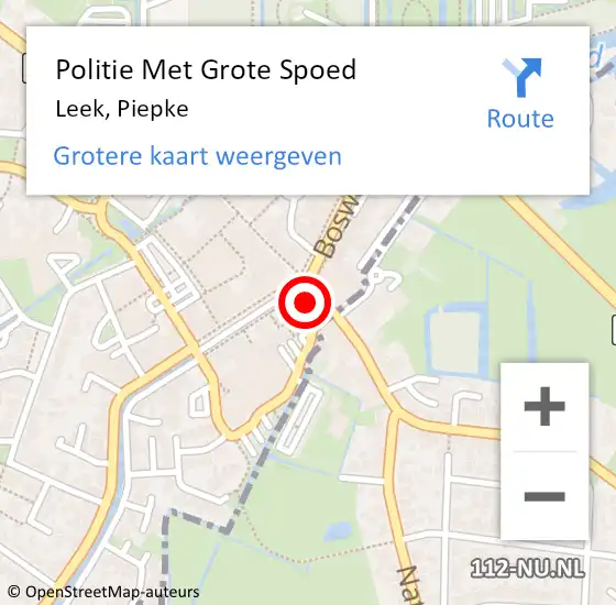 Locatie op kaart van de 112 melding: Politie Met Grote Spoed Naar Leek, Piepke op 28 november 2021 19:23