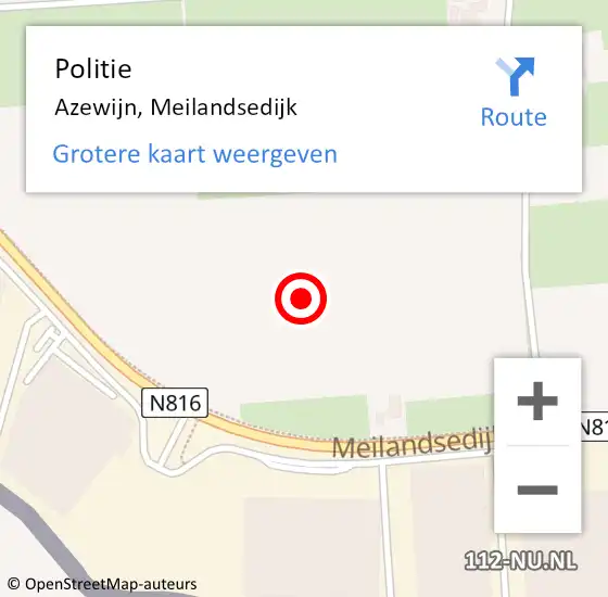 Locatie op kaart van de 112 melding: Politie Azewijn, Meilandsedijk op 28 november 2021 19:42