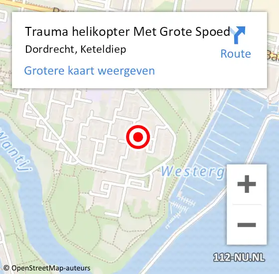 Locatie op kaart van de 112 melding: Trauma helikopter Met Grote Spoed Naar Dordrecht, Keteldiep op 28 november 2021 19:45