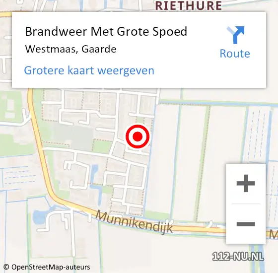 Locatie op kaart van de 112 melding: Brandweer Met Grote Spoed Naar Westmaas, Gaarde op 28 november 2021 20:02