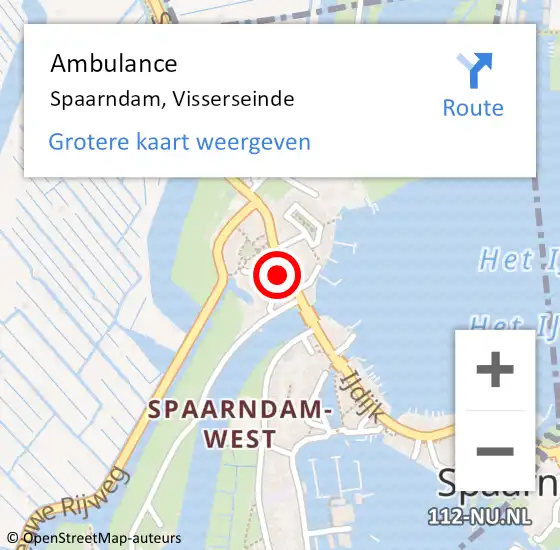 Locatie op kaart van de 112 melding: Ambulance Spaarndam, Visserseinde op 28 november 2021 20:05