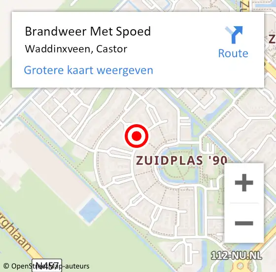 Locatie op kaart van de 112 melding: Brandweer Met Spoed Naar Waddinxveen, Castor op 28 november 2021 20:13