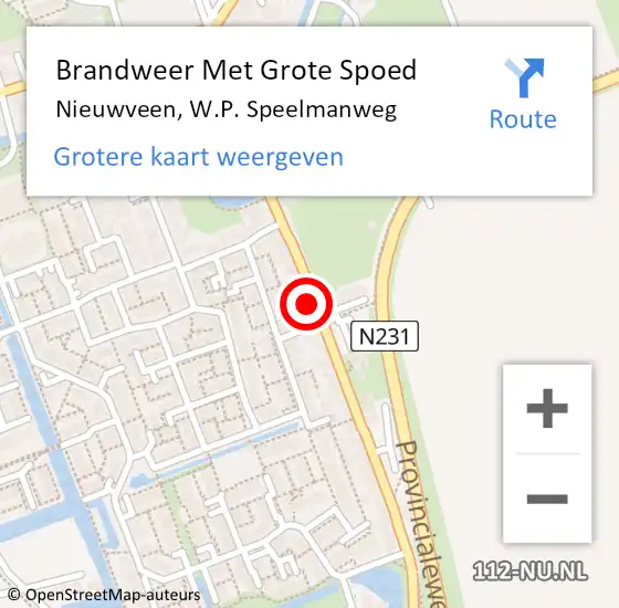 Locatie op kaart van de 112 melding: Brandweer Met Grote Spoed Naar Nieuwveen, W.P. Speelmanweg op 28 november 2021 20:19