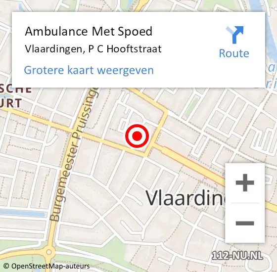 Locatie op kaart van de 112 melding: Ambulance Met Spoed Naar Vlaardingen, P C Hooftstraat op 28 november 2021 20:26