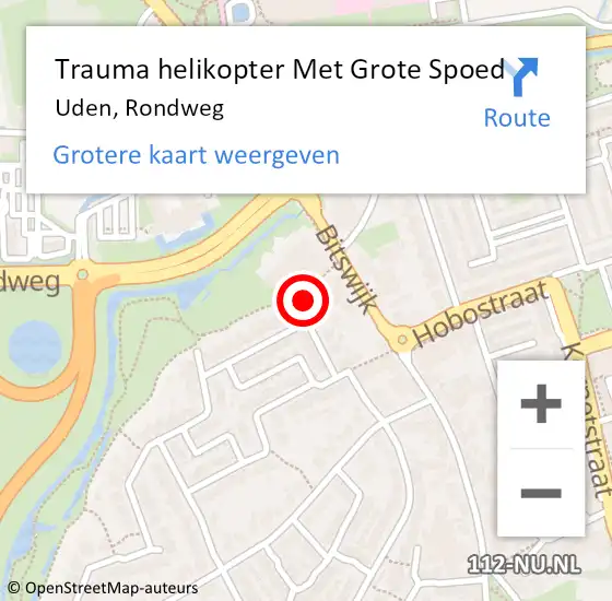 Locatie op kaart van de 112 melding: Trauma helikopter Met Grote Spoed Naar Uden, Rondweg op 28 november 2021 20:29