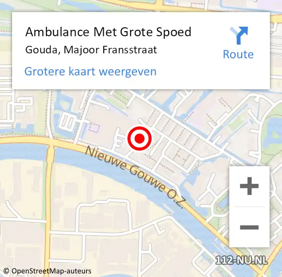 Locatie op kaart van de 112 melding: Ambulance Met Grote Spoed Naar Gouda, Majoor Fransstraat op 28 november 2021 20:29