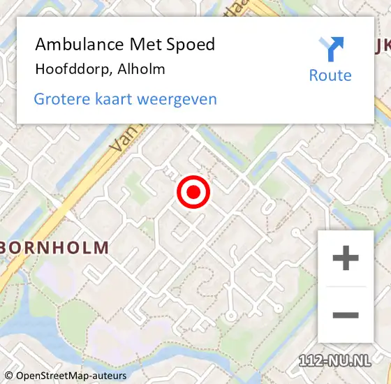 Locatie op kaart van de 112 melding: Ambulance Met Spoed Naar Hoofddorp, Alholm op 28 november 2021 21:23