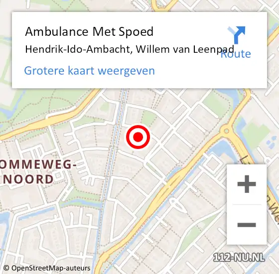 Locatie op kaart van de 112 melding: Ambulance Met Spoed Naar Hendrik-Ido-Ambacht, Willem van Leenpad op 28 november 2021 21:56