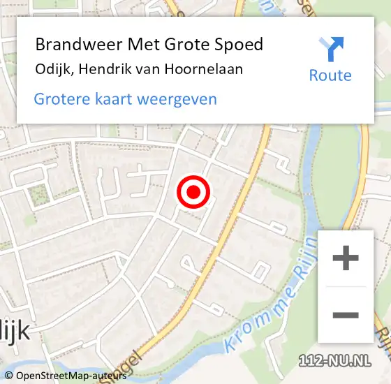 Locatie op kaart van de 112 melding: Brandweer Met Grote Spoed Naar Odijk, Hendrik van Hoornelaan op 28 november 2021 22:10